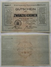20 Krona Banknote Municipality of Reichenberg 30 October 1918 (118719)