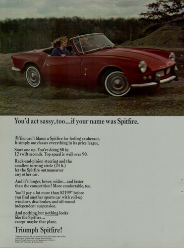 1964 Triumph Spitfire Sassy Red Convertible Nothing Like It Original Print Ad