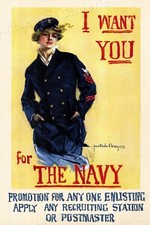 "I Want You for the Navy" Chandler Christy Art WWI Enlistment Poster - 16x24