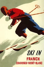Ski In France Chamonix Alpine Downhill Skiing Vintage Poster Repro FREE S/H