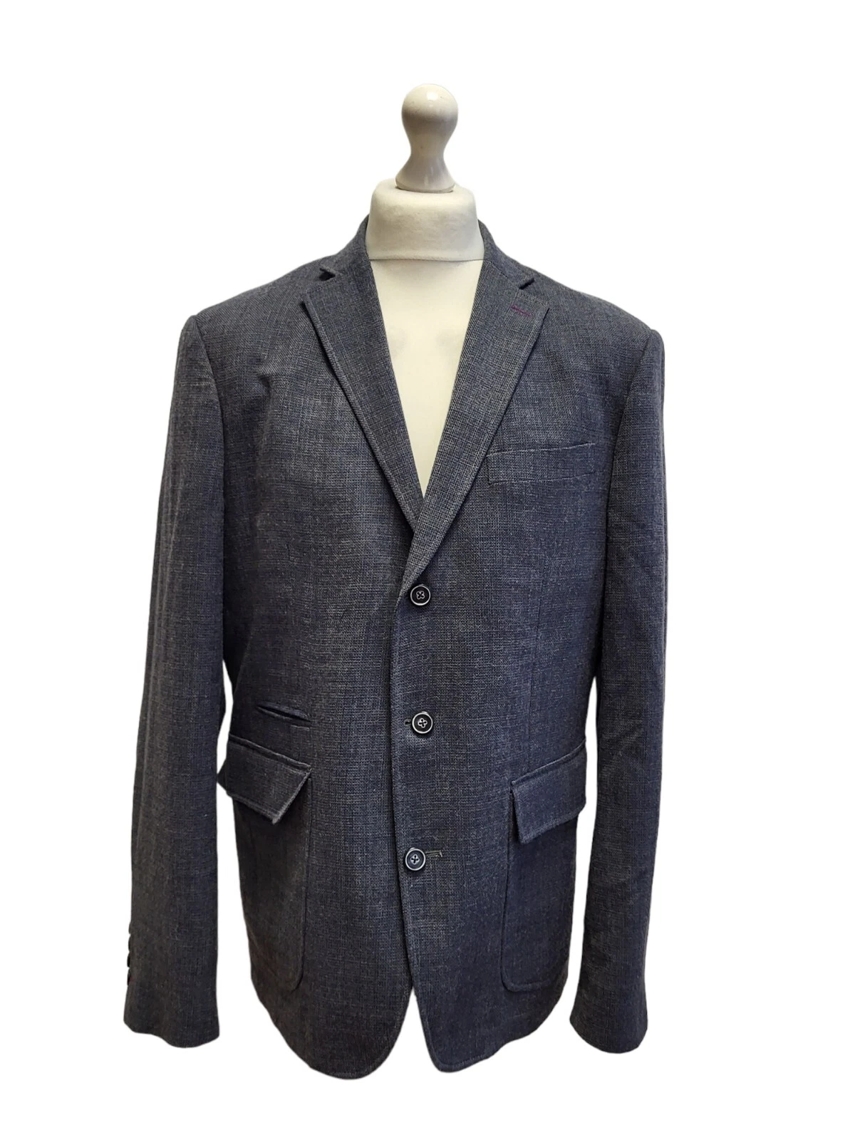 D174 MEN'S JEFF BANKS STVDIO BLUE WOOL BLEND SUIT BLAZER JACKET UK XL 44"