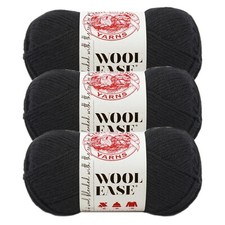  3 Pack Lion Brand Yarn 620-153 Wool-Ease Yarn, Black