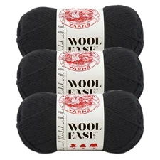 (3 Pack) Lion Brand Yarn 620-153 Wool-Ease Yarn, Black