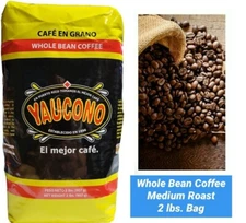 CAFE YAUCONO, MEDIUM ROAST WHOLE BEAN COFFEE (2 POUNDS BAG)