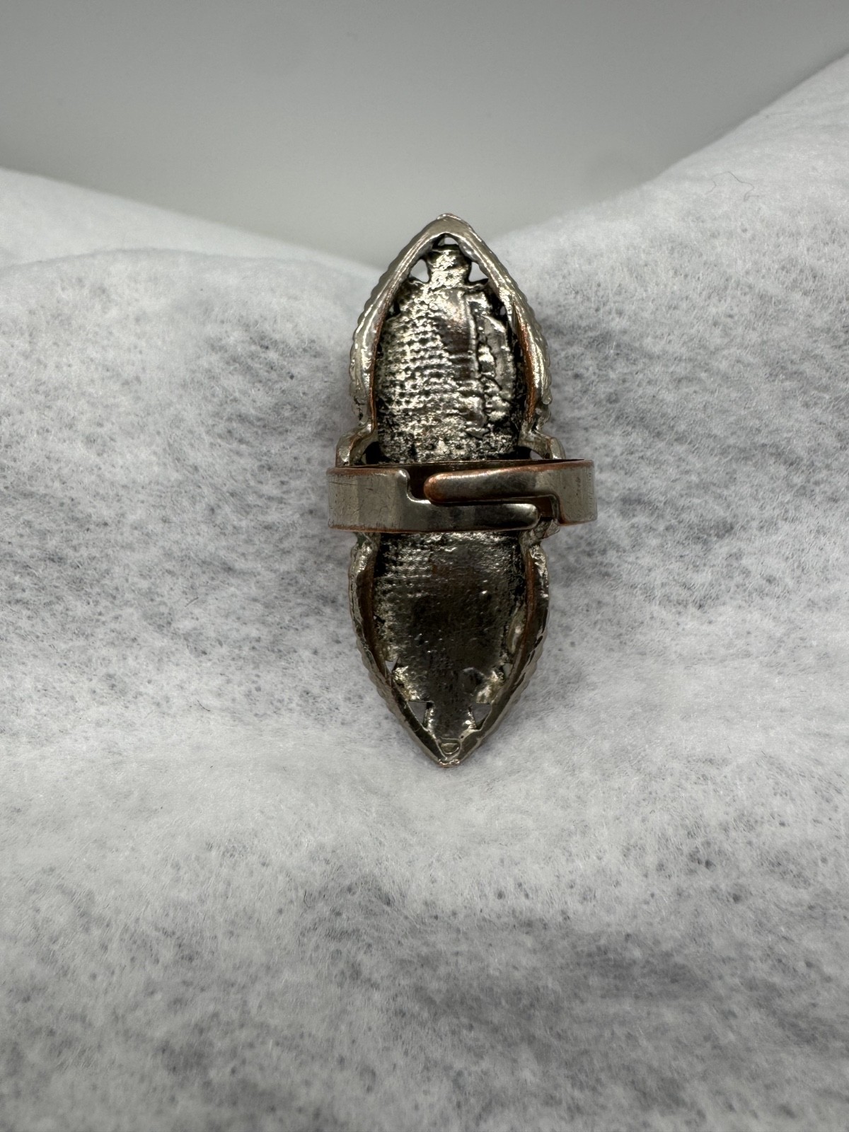 Red Agate Statement Ring Adjustable Silver Tone G… - image 4