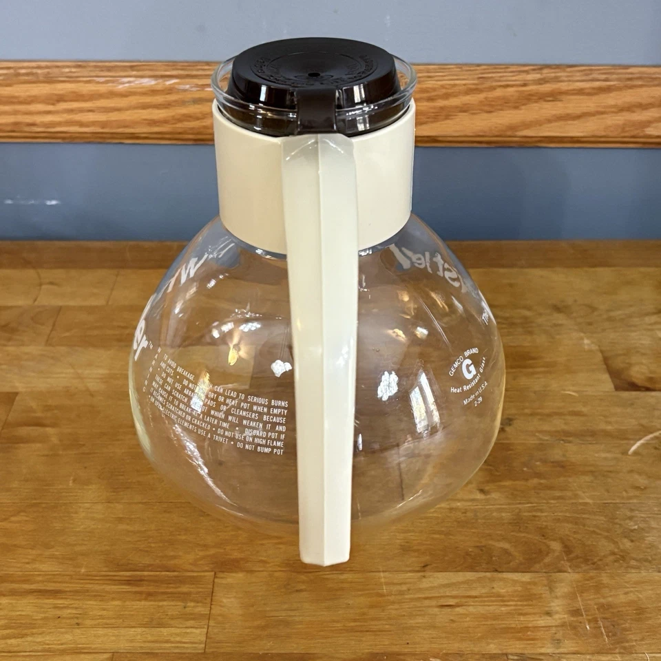 Chaleira de chá vintage Gemco "The Whistler" assobiando 8 xícaras de vidro para jantar - Imagem 2 de 4