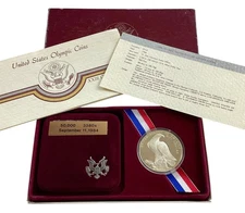 Silver Dollar XXIII Olympiad Proof 1984 w Box + Docs / Spec Sheet