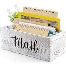 DRASTAR Mail Organizer Countertop, Holder with 3 3 Slots, Retro White