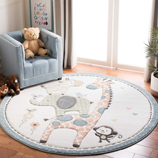 Safavieh Carousel Kids Collection 3 Round Ivory Crk120A Animal Non-Shedding