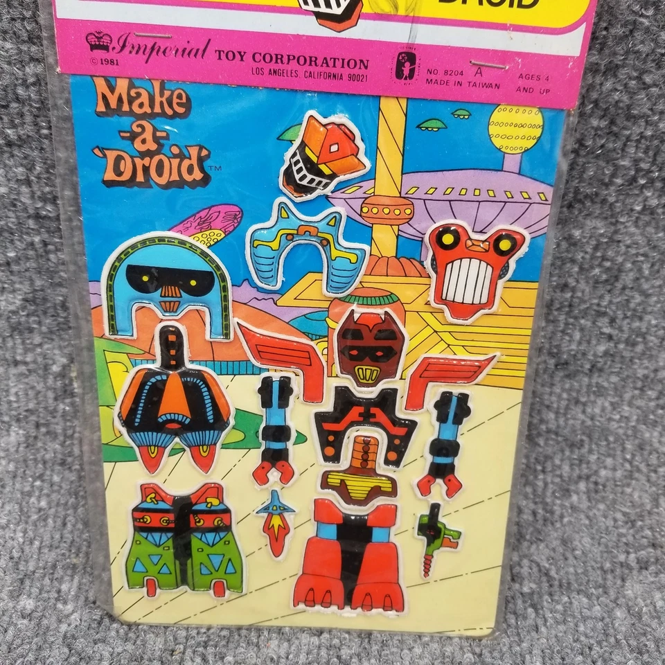 Vtg 1981 Imperial STICK N PLAY Puffy Sticker Robot Droid Funboard Sealed RARE - Image 3 of 4