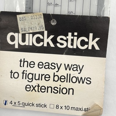 Visual Departures Flexfill Quick Stick 4x5 Bellows Extension Exposure Calc