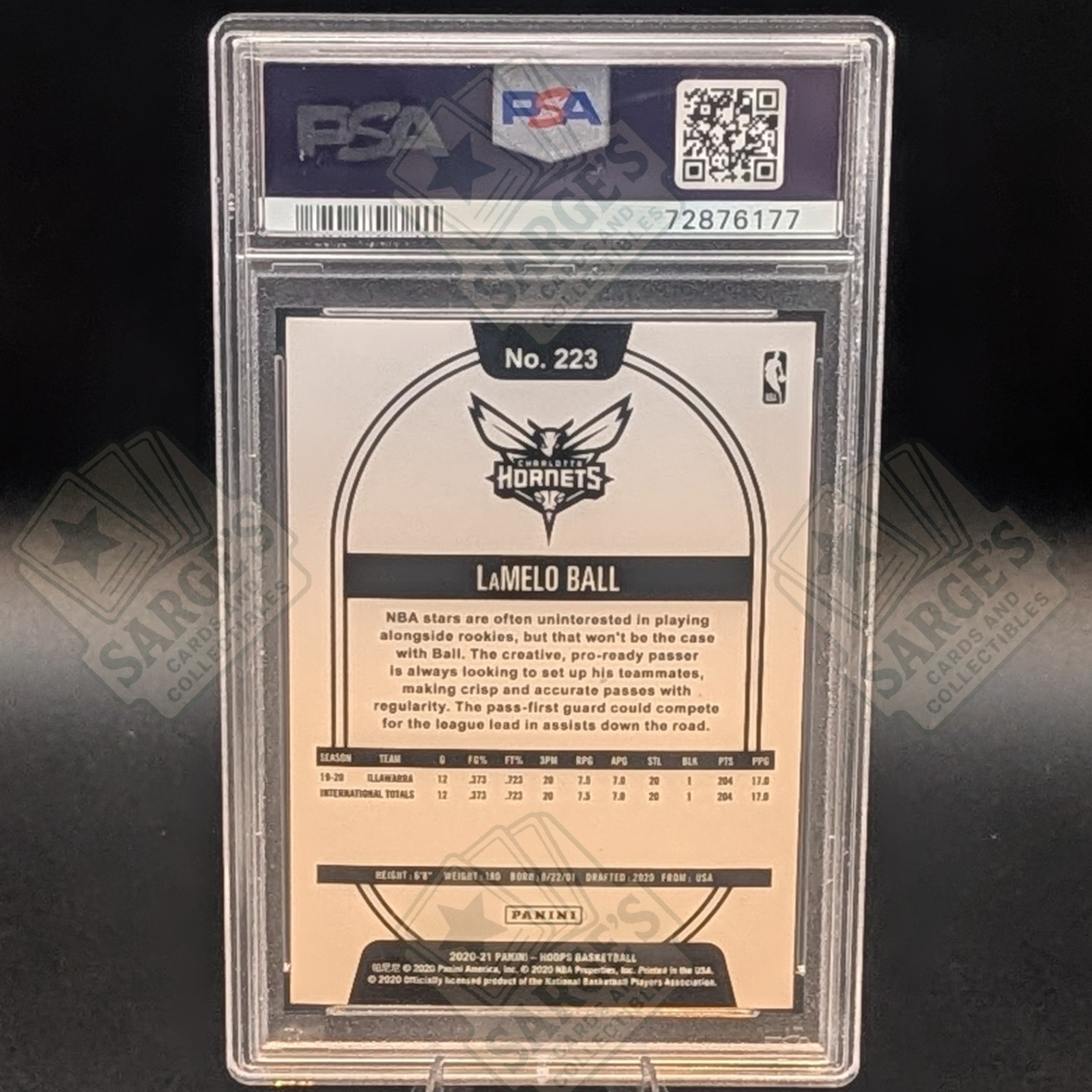 Panini NBA Hoops 2020-21 LaMelo Ball Rookie Base #223 PSA 10 Hornets view 2