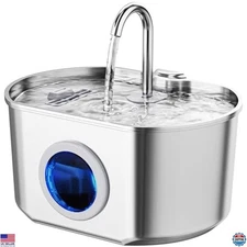 Cat Water Fountain Stainless Steel: 74oz/2.2L Cat Fountain for Drinking- Pet