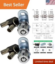 Tubular Cam Locks, Keyed Alike Chrome Pack of 2, 5/8 Inch for Security