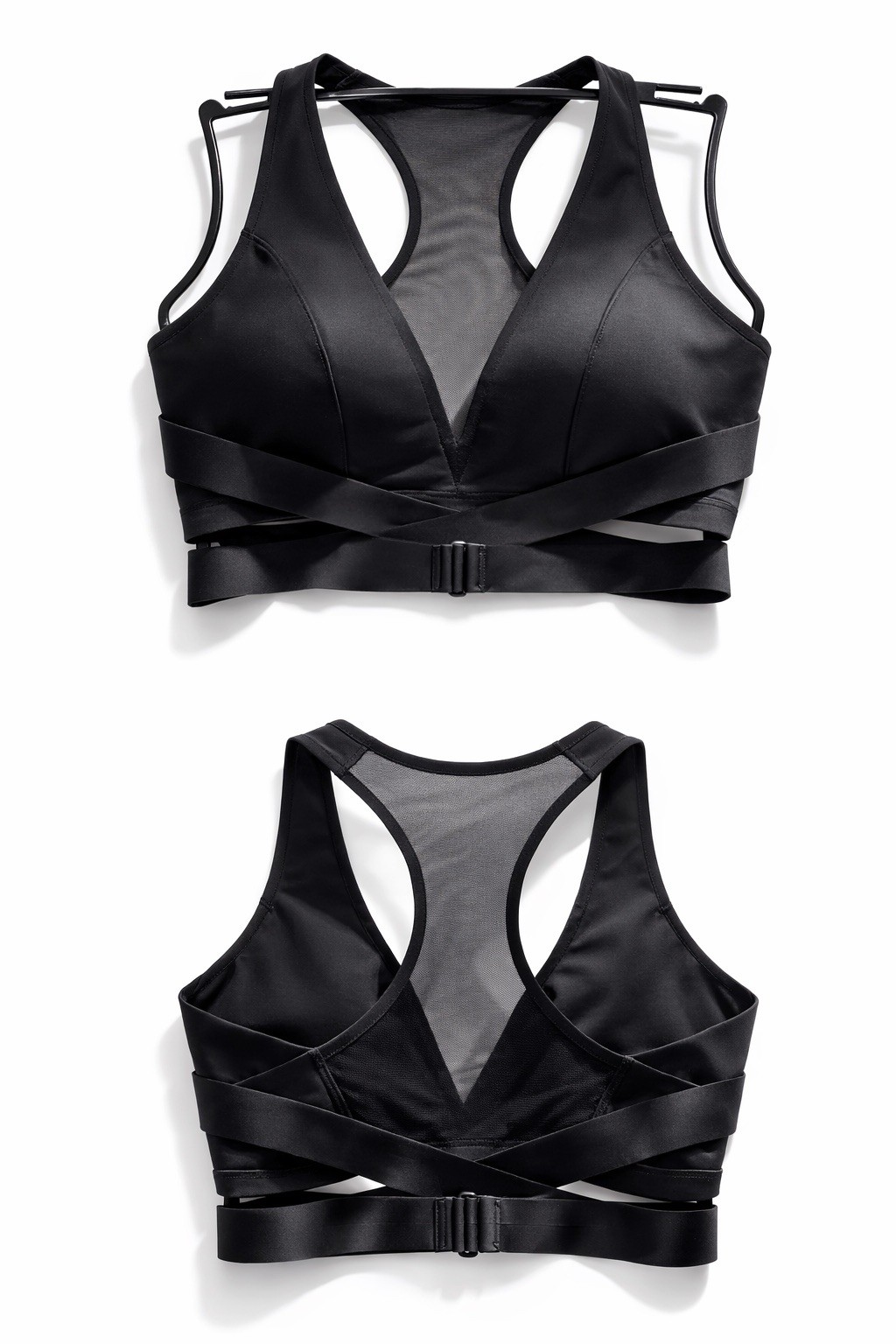 Victoria's Secret VSX Plunge Wrap Light Support Racerback Sport Bra Black XL NWT