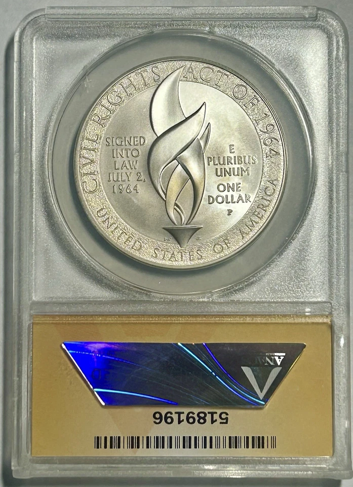 2014-P $1 1964 Civil Rights Act Commemorative Silver (ANACS MS70) WDEW5293DS - Image 2 of 4