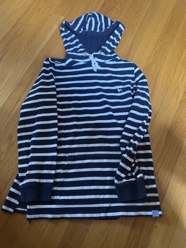 Black Dog  Blue & White Striped Hoodie Long Sleeve Top SzL (16)
