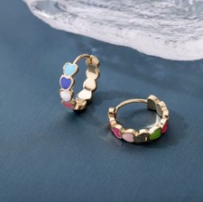 Colorful Hearts Huggy Hoop Earrings