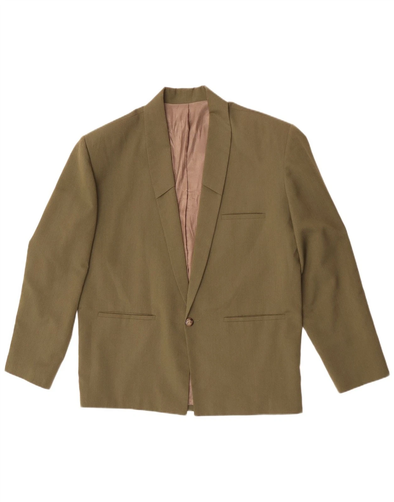 Vintage Mens 1 Button Blazer Jacket UK 38 Medium Khaki Polyester AX10