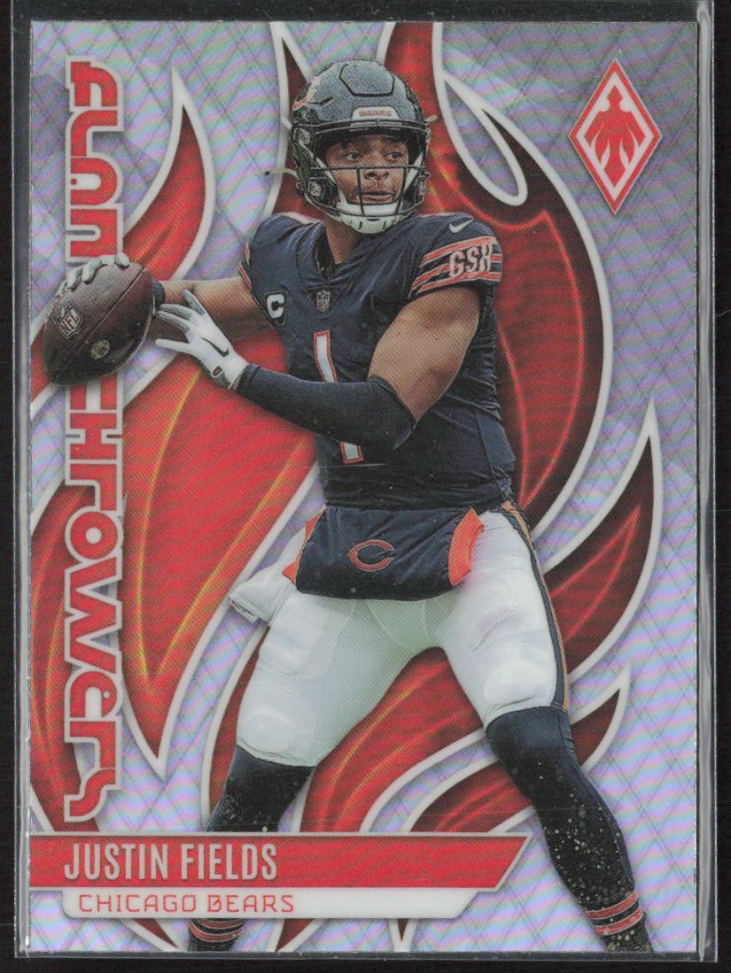 2023 Panini Phoenix #FLA-3 Justin Fields Flame Throwers Silver Seismic