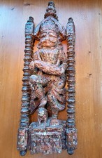 Indische Tempelfigur Holz Skulpturen Handgeschnitzt