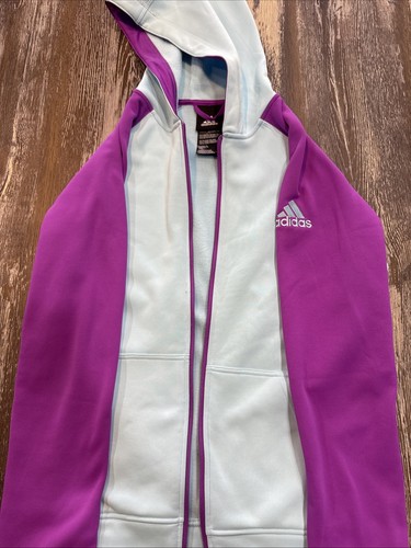 Adidas (Sz XL-16) Girl's Tech Fleece Full Zip Hoodie, Frozen Blue/Shock Purple - Picture 2 of 9