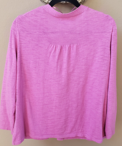 Charter Club XL Mauve Pink Single Button Embroidered Cotton Cardigan 3/4 Sleeve - Picture 6 of 11