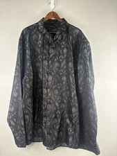 Barry Wang Blk/Silver Jacquard Paisley Dress Shirt Men’s Size 4X