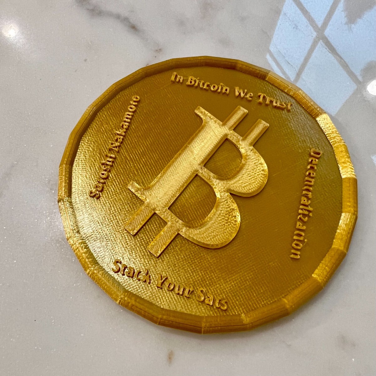 Gold Bitcoin Cryptocurrency Drink Coasters with Natural Cork 7ct - set of 7