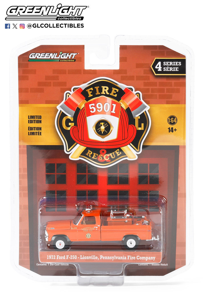 【7台】グリーンライト　フアィヤー　レスキュー　5901 シリーズ3 1/64 Greenlight 1:64 Fire Rescue 5901 1972 Ford F-250 Lionville