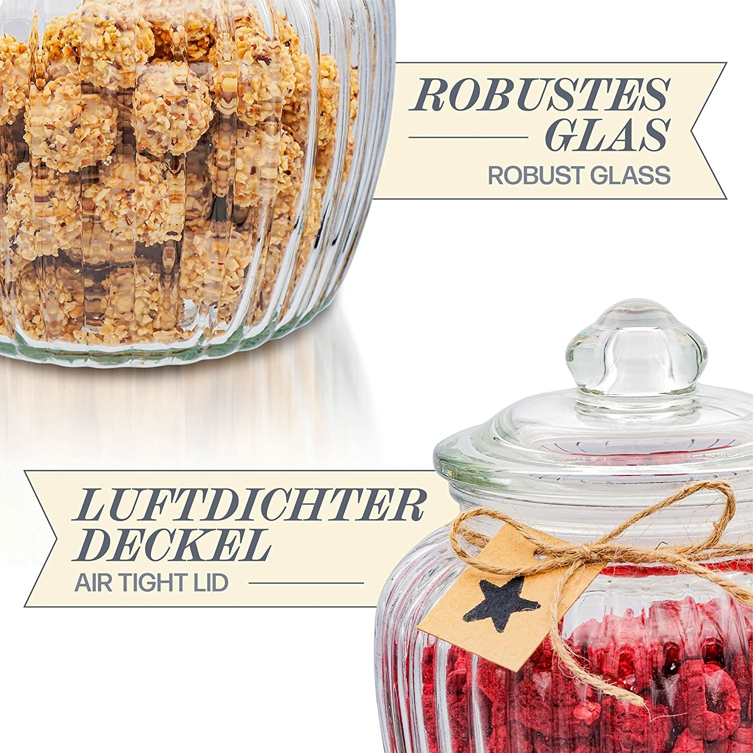 Blümchendekor Glas-Vorratsdose Mit Deckel - 15 Cm Hoch, Perfekt Für Kekse & Süßigkeiten