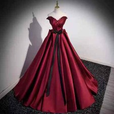 Wine Red Foral Evening Dresses V Neck Ruched Black Long Bride Wedding Party Gown
