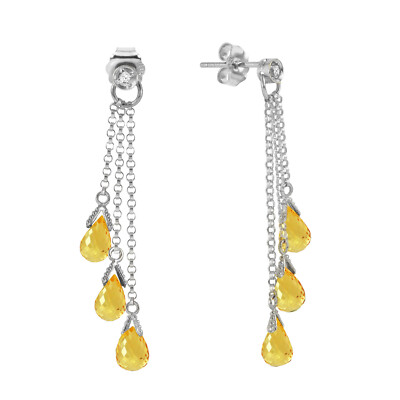 14K. GOLDENE KERLEUCHTER OHRRING MIT DIAMANTEN & CITRIN (Weißgold)