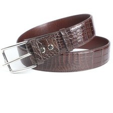 Luxury Dark Brown Genuine CROC Leather Skin Men's Belt - W 1.3 inch