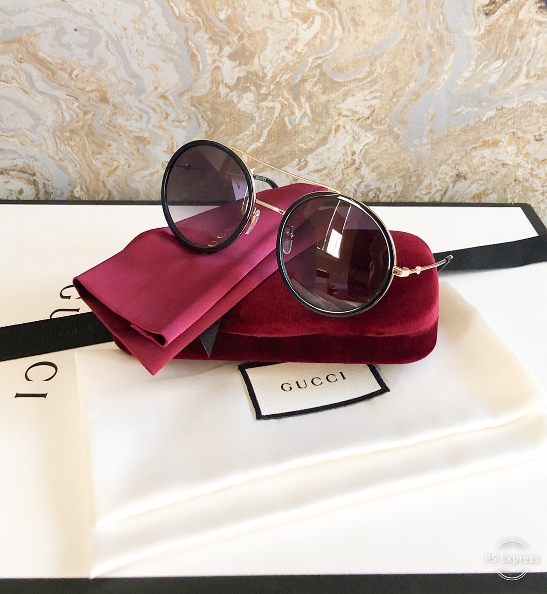 Gucci Acetate And Gold Metal Round Aviator Sunglasses | eBay display picture 2