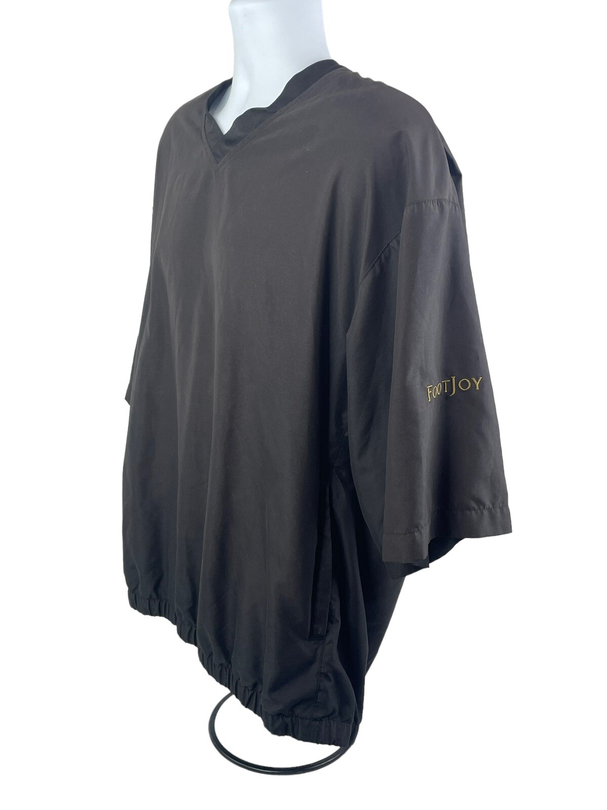 Footjoy Windshirt Shirt Mens Large Black V-Neck Pullover Golf 3/4 Sleeve
