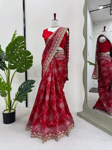 Lanzamiento Nuevo Sari de Seda Kota con Elegante Blusa para Boda - Imagen 4 de 11