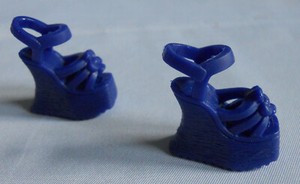 Disney Barbie Doll BLUE Chunky Block PLATFORM WEDGE Heel Ankle Strap Sandal SHOE