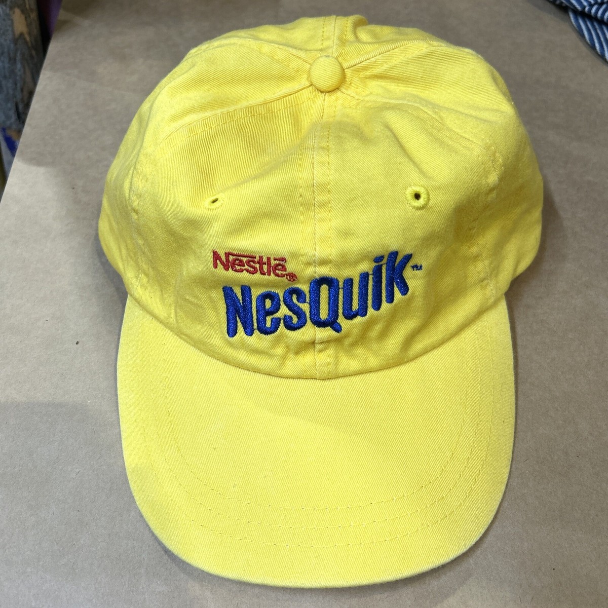 Vintage Yellow Nestle NesQuik Leather Strapback Hat | eBay