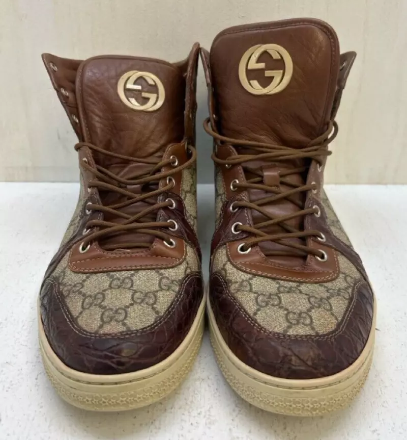 Baskets Gucci 224778 GG Imprime haute « peau de crocodile » taille 11,5
