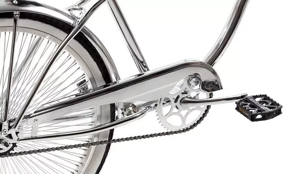 26" Beach Cruiser Chrome Bike 140 Spokes Single Speed Springer Fork Coaster Bike - Image 3 of 4