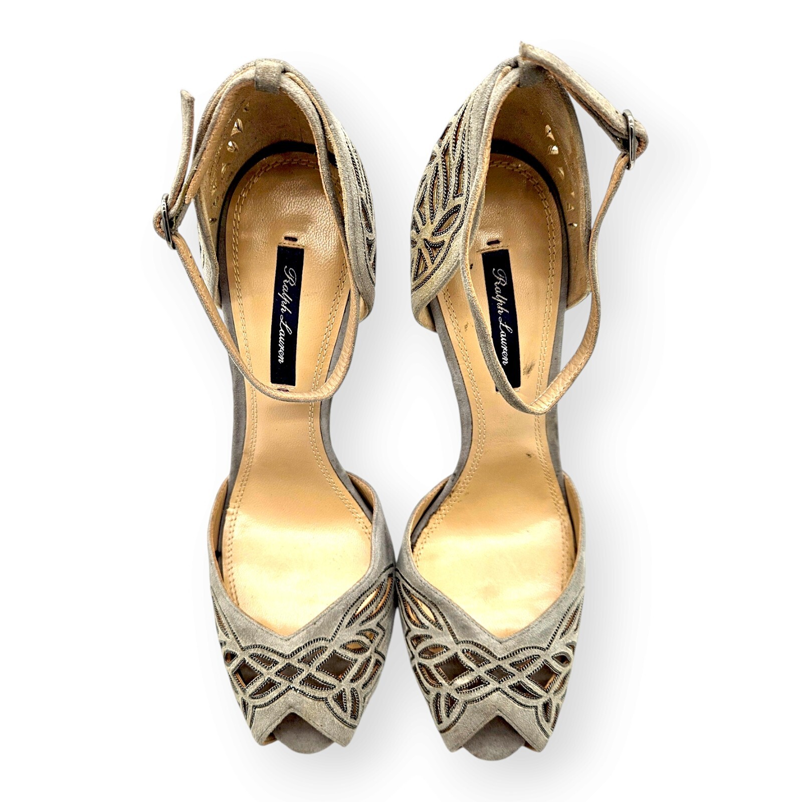 RALPH LAUREN Purple Label Collection, Grey Kidsuede Leather Pumps Heels ...