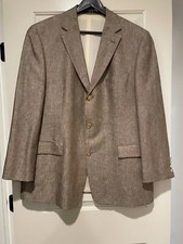 HUGO BOSS Wool and Linen Blend Caramel Brown Sport Jacket SZ 44 Made in USA