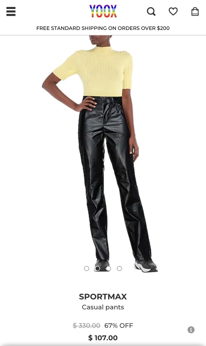 パンツ SPORTMAX Woman Pants Black 2422136043600 004 Sportmax women's pants SZ 4 coated cotton high waisted black