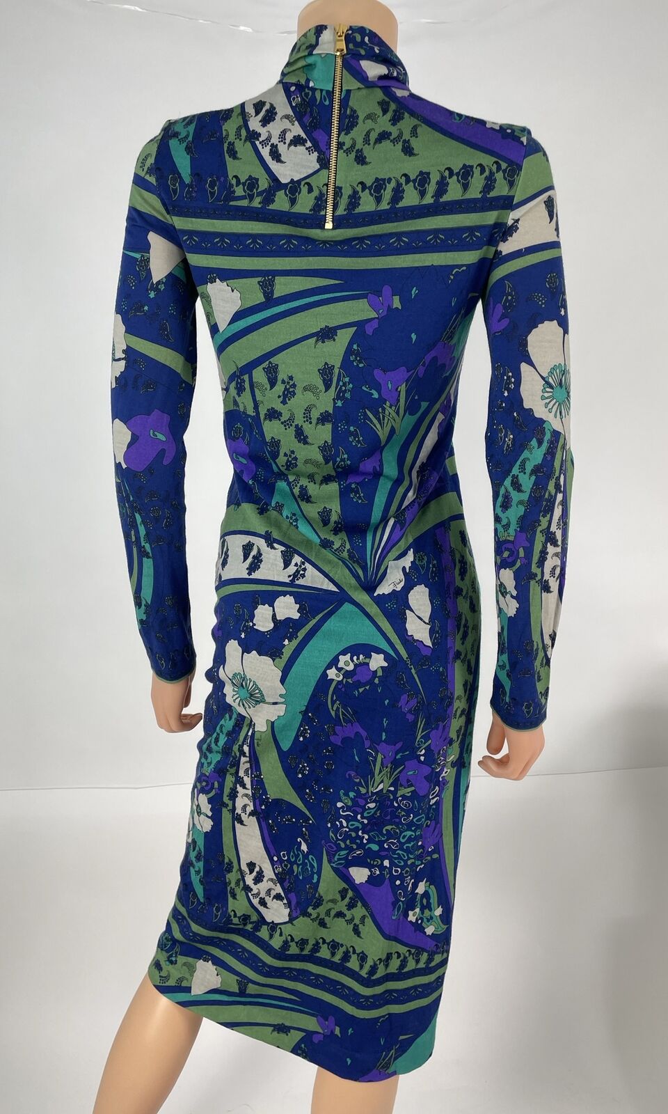Emilio Pucci Blue Dress Swirl Abstract Long Sleev… - image 6
