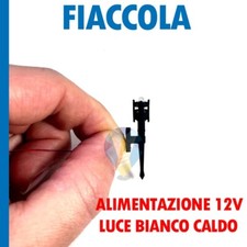 FIACCOLA TORCIA DA PARETE LUCE BIANCO CALDO PER PRESEPI PRESEPE DIORAMA NERO 12V