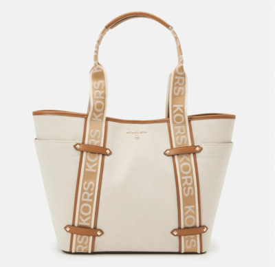 アクアママ‼️マイケルコース　トートバッグ　MAEVE　2way　ベージュ RARE NWT Michael Kors Maeve Large Open Tote Canvas Double Handles