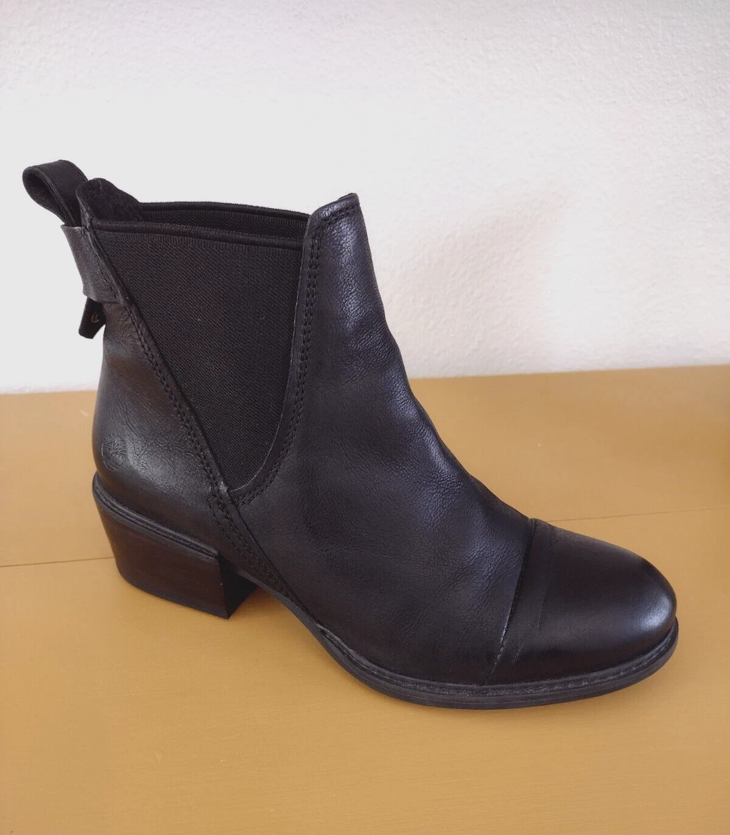 TIMBERLAND Sutherlin Bay Black Leather Stretch Chelsea A1T84 Women