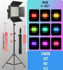 GVM RGB LED Video Light 1000D Video Lighting Kit for YouTube Studio, 3200K-5600K