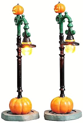 Lemax 74217 WITCH PUMPKIN PATCH Lamp Posts 2 Spooky Town Lighted Accessories